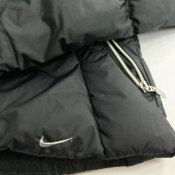 Nike Down Feather Puffy Puffer Coat Jacket, Black, Full Zip Youth 8-10 (Medium) - Picture 11 of 12